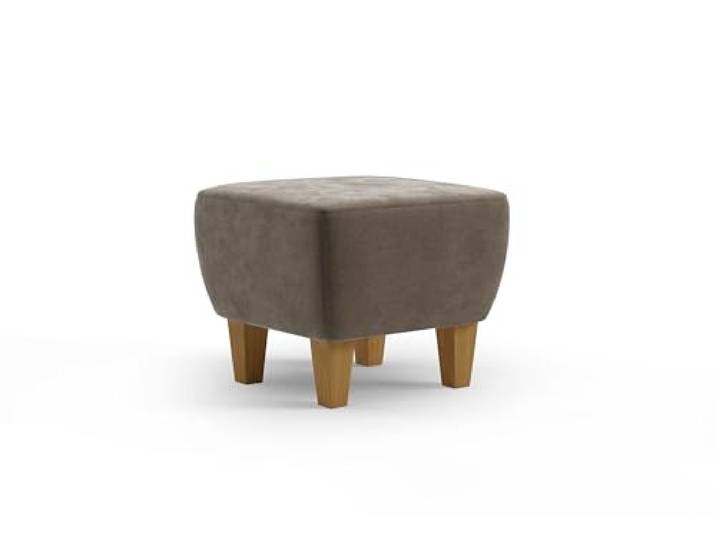 Cavadore Hocker Vida / Polsterhocker mit massiven Holzfüßen in Eiche / 52 x 46 x 52 / Mikrofaser, Graubraun