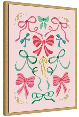 Kate and Laurel Sylvie Framed Canvas Christmas Bows by Rachel Lee