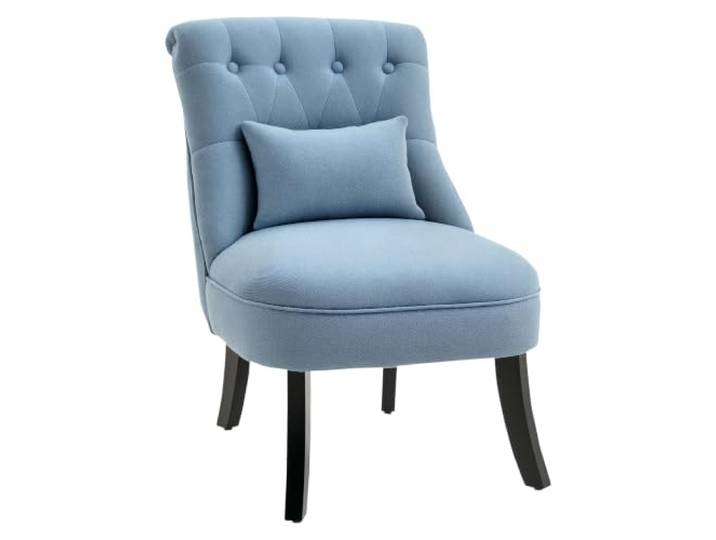 HOMCOM Loungesessel Ruhesessel mit Rückenkissen Holzbeine Blau Relaxsessel, Sessel, Lesesessel mit Leinenoptik, Polstersessel für Schlafzimmer