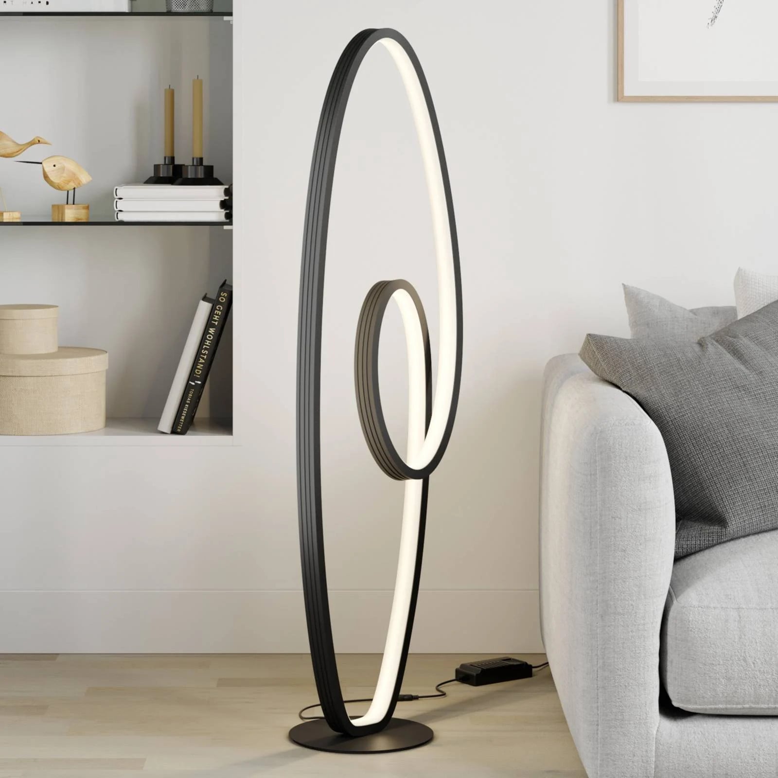 Lucande Bronwyn LED Vloerlamp - Modern - Zwart - Dimbaar
