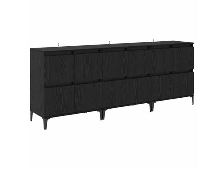 GHVBNMF Sideboard 3er Set Schwarz Eichen-Optik 60x35x70 cm Anrichte Kompakte Kommode aus Holzwerkstoff mit Schwenktüren für Esszimmer, Flur oder Küche. Viel Stauraum auf kleinem Raum.