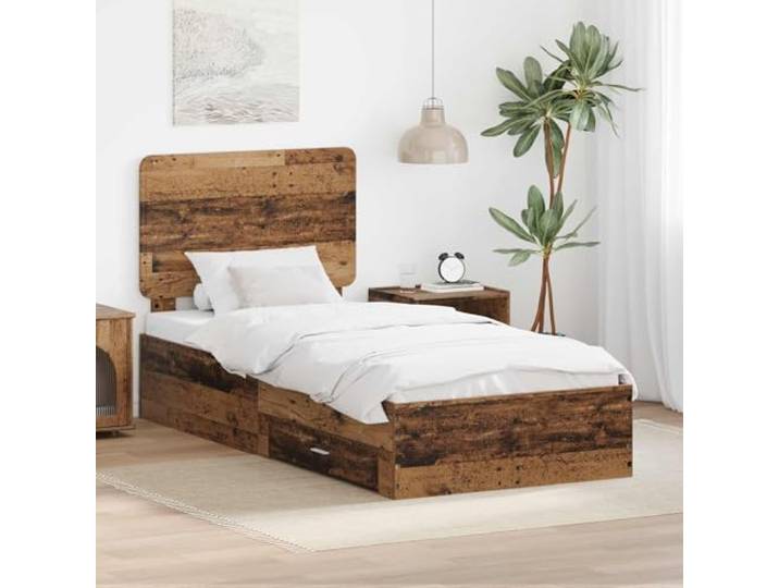 RJPLMFV Bettgestell, Holz, 90 x 200 cm Mit Schubladen, integriertes Kopfteil, modernes Design, einfache Montage