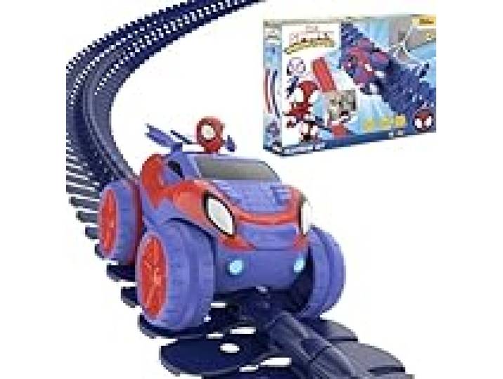 Smoby - Spidey - FleXtreme - 4m40 de Circuit de Voiture - 184 Pistes Flexibles et Modulables + 1 Véhicule Spidey Effets Lumineux - Piles Incluses - A Partir de 4 Ans