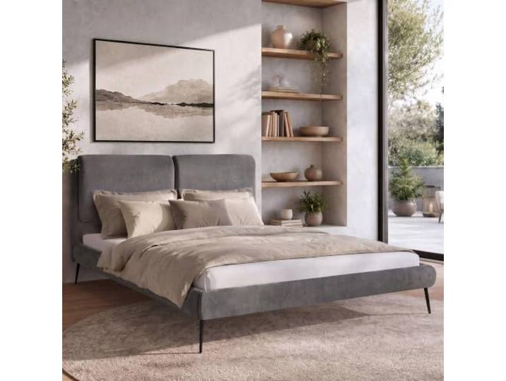 Polsterbett NUIT 160x200 cm Doppelbett (Wind 21), mit Matratze Mediro Ergo+ Stoffbett, 160x200 cm, Inkl. Lattenrost