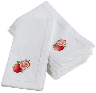 Saro Lifestyle Embroidered Pomegranate Hemstitched Cotton Napkin (Set of 6)