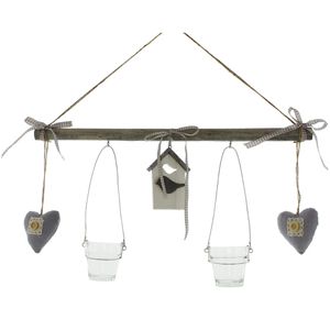 Frank-Flechtwaren Windlicht 103265, Vogelhaus, aus Holz / Glas, mit Henkel, (BxH) 50 x 43 cm