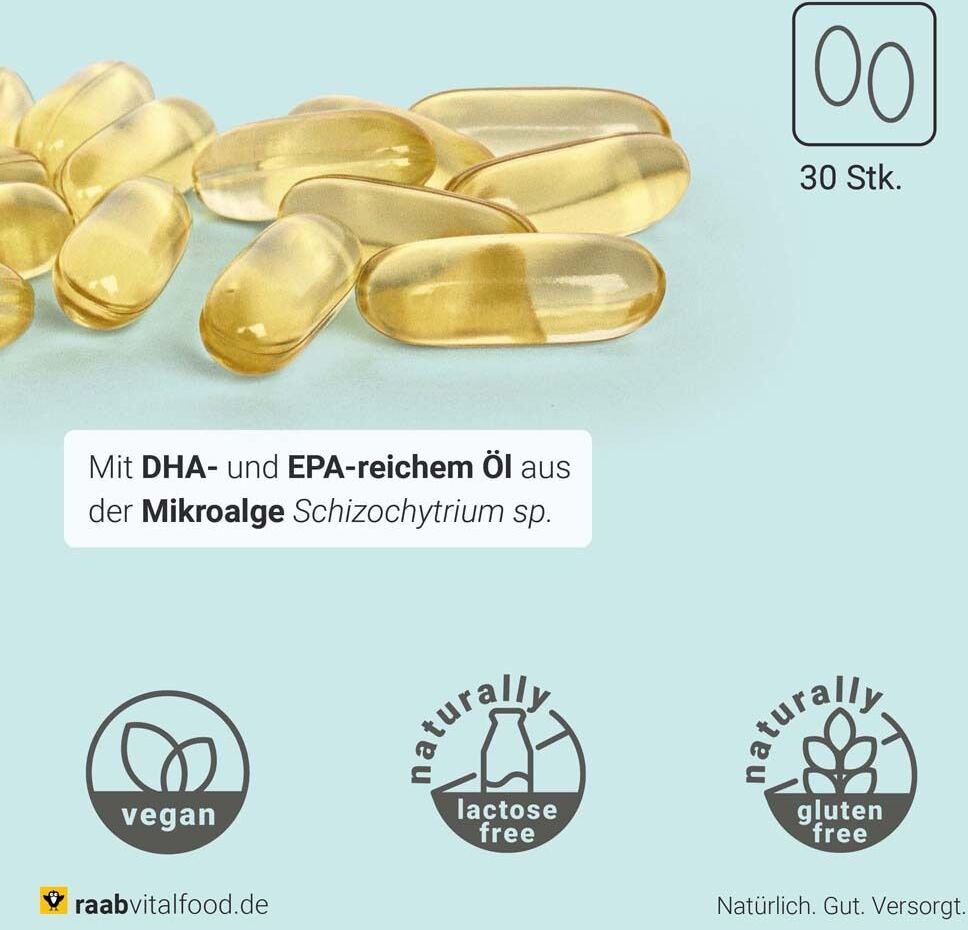 Raab Vitalfood Algenöl Omega-3 Kapseln 30 St