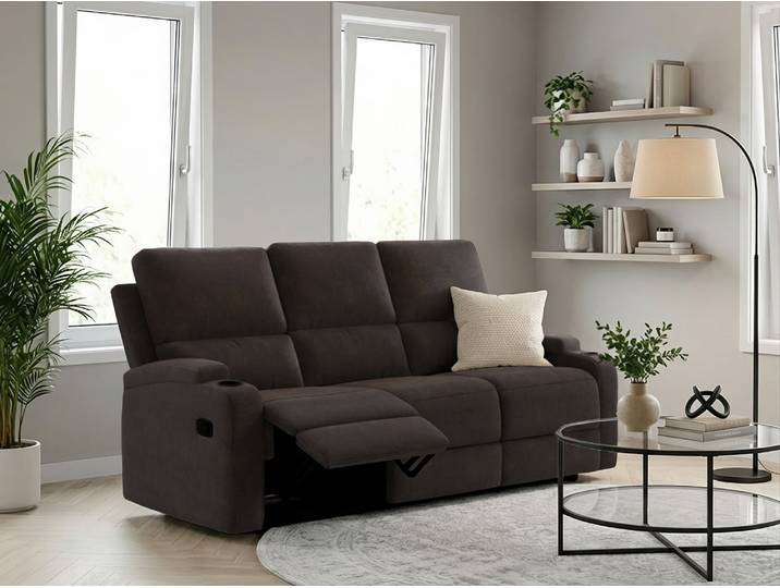 3-Sitzer GOODPRODUCT NAPORI Microfaser, Multimediasofa, Kinosessel XXL , grau (anthrazit), B:207cm H:105cm T:94cm, 100% Polyester, Sofas, 3-Sitzer, Kinosofa mit 2 x Relaxfunktion und Getränkehalter