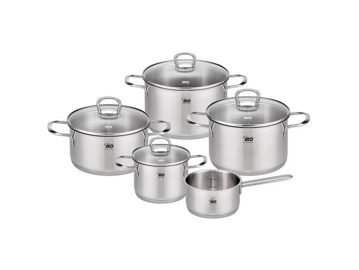 ELO Kochtopfset Jaspis, silber, Metall, 5-teilig, 29.5x25.5x51.5 cm, Kochen, Töpfe, Topfsets