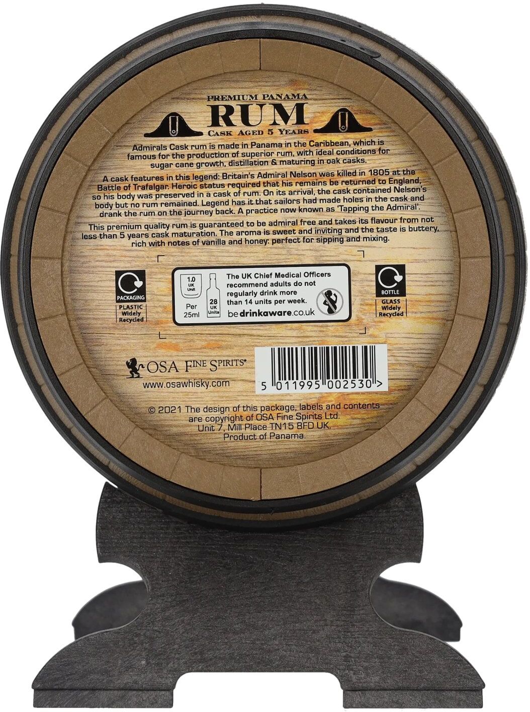 Old St. Andrews Fine Spirits OSA Fine Spirits 5 Years Old Admiral's Cask Premium Panama Rum Barrel 40% Vol. 0,7l