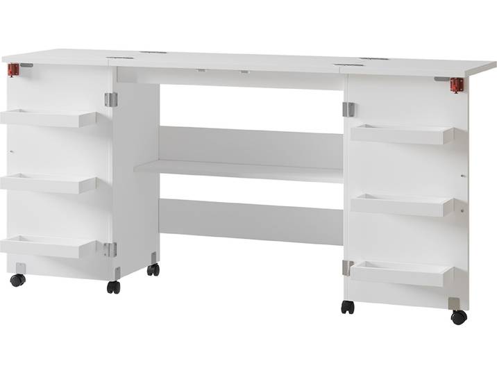 Nähtisch Vicco Carmen Weiß 160 x 80.2 cm mit 6 Regalfächer, Model 56209