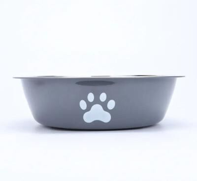 Uplift Essentials Anti Skid Stainless Steel Bowl High Performance Feeding Station With Integrated Silicone Base For Dogs & Cats gray 4.3 In (11 Cm)