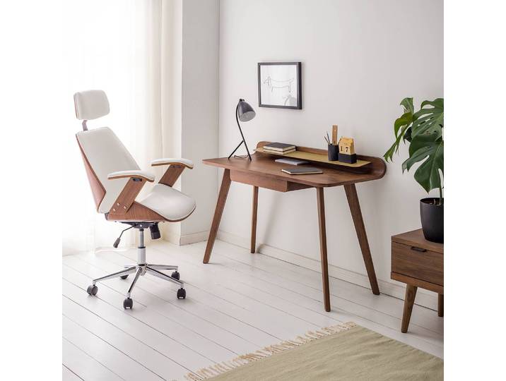 Bürodrehstuhl Viiki 66 x 121 x 71cm Weiß/Weiß/Walnuss