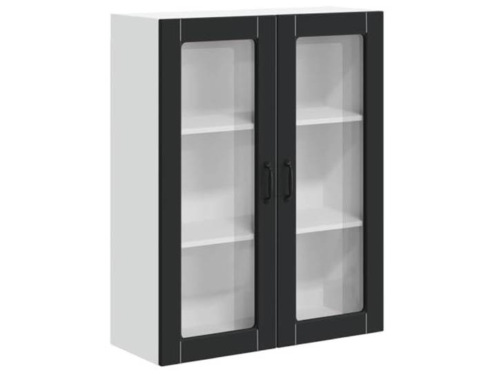IBUQDDV Wandglas-Schrank Lucca Schwarz 80 x 31 x 100 cm Holzwerkstoff Geschirrspüler-Paneel, Innenbereich, rechteckige Form, minimalistisch, Holzwerkstoff-Rahmen