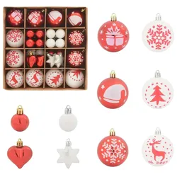 vidaXL Weihnachtskugel-Set 40 pcs Rot und Weiß Kunststoff