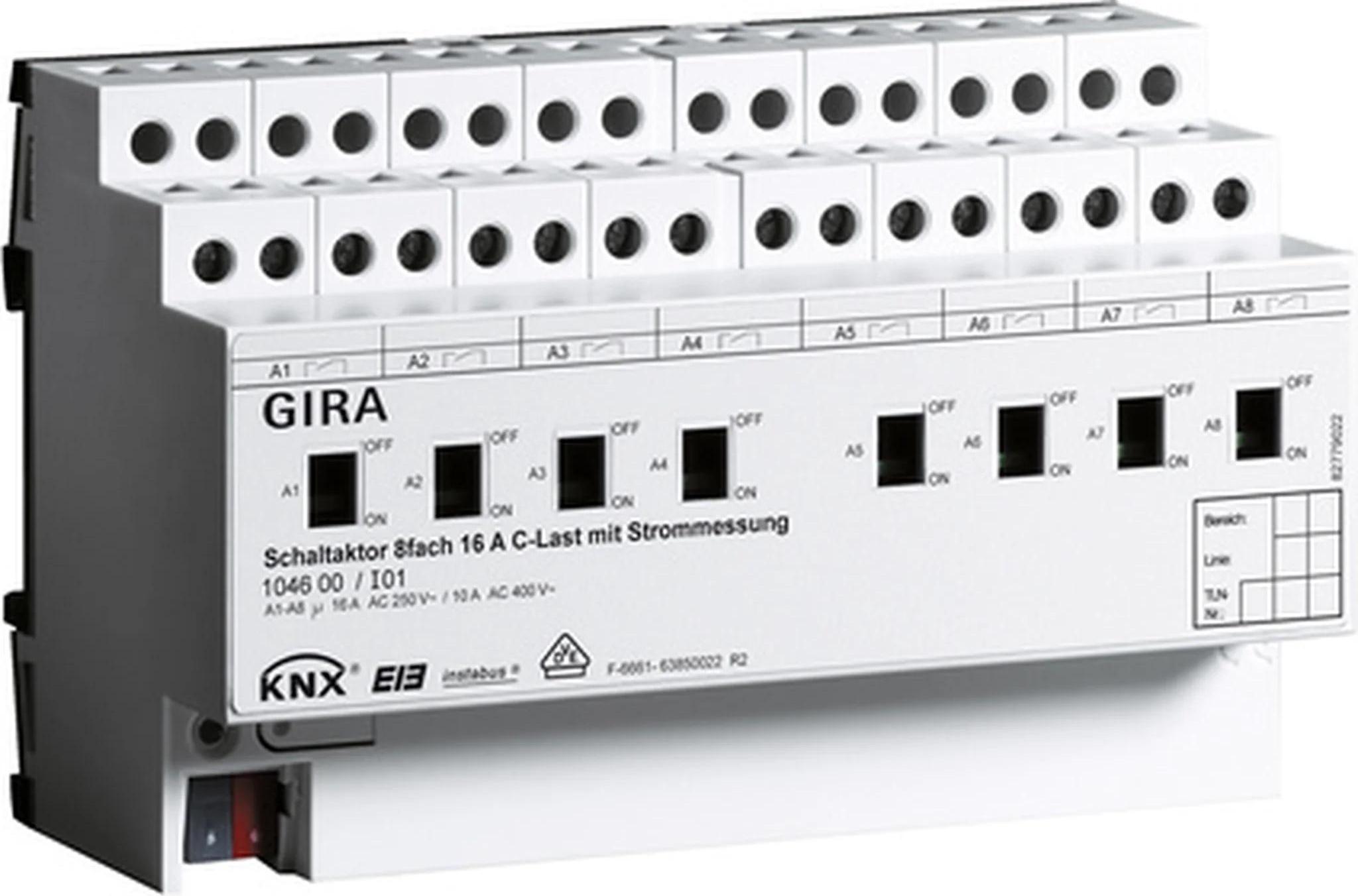 GIRA Schaltaktor 8-fach 16A 104600 KNX/EIB REG C-Last