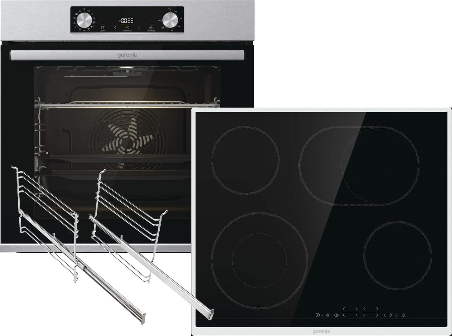 Gorenje Black Pepper Set SCX - Backofen BOS6737E13X + Glaskeramikkochfeld ECT643BX autark