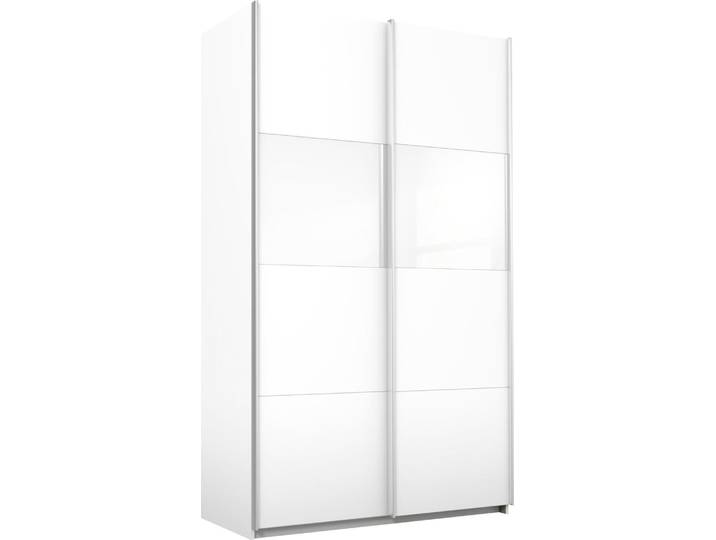 Schwebetürenschrank RAUCH Quadra Schrank Schlafzimmerschrank in vielen Breiten , weiss (weiß, weißglas), B:136cm H:230cm T:62cm, Holzwerkstoff, Schränke, Schwebetürenschrank, Kleiderschrank Garderobenschrank mit Glaselementen