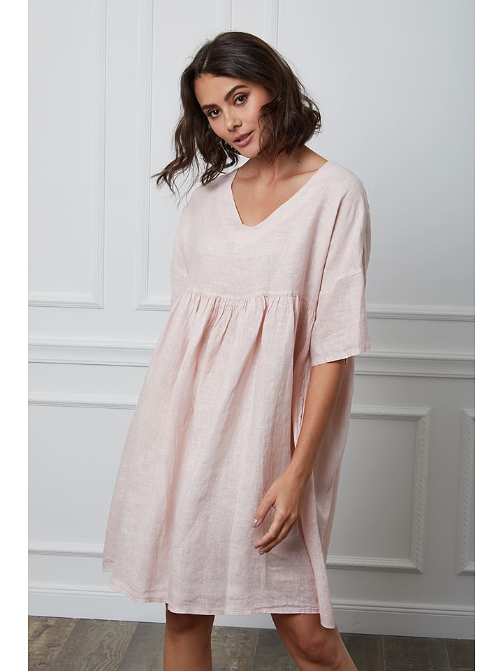 Fleur de Lin Leinen-Kleid "Etsy" in Rosa - S
