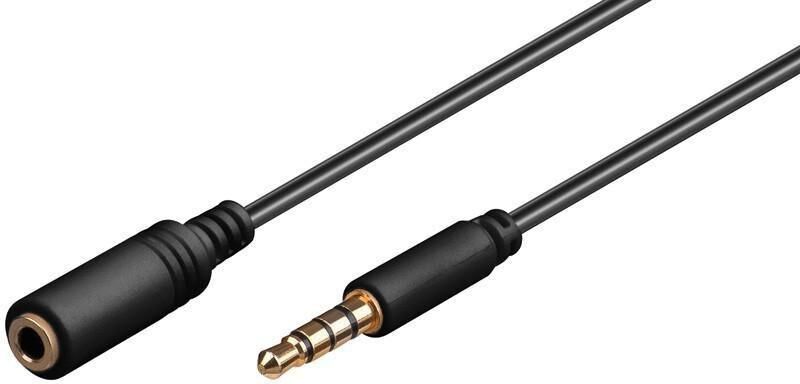 Microconnect 3.5 mm Slim Minijack Audio Extension Cable Male to Female Black - 1m
