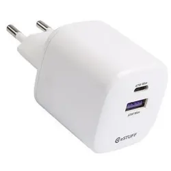 eSTUFF INFINITE USB-C Charger EU PD (67 W, 2 Ports), USB Ladegerät, Weiss