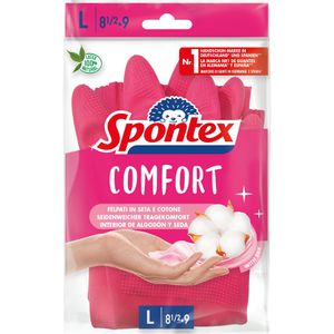 Spontex Gummihandschuhe Comfort 12253238, Latex, pink, Größe L