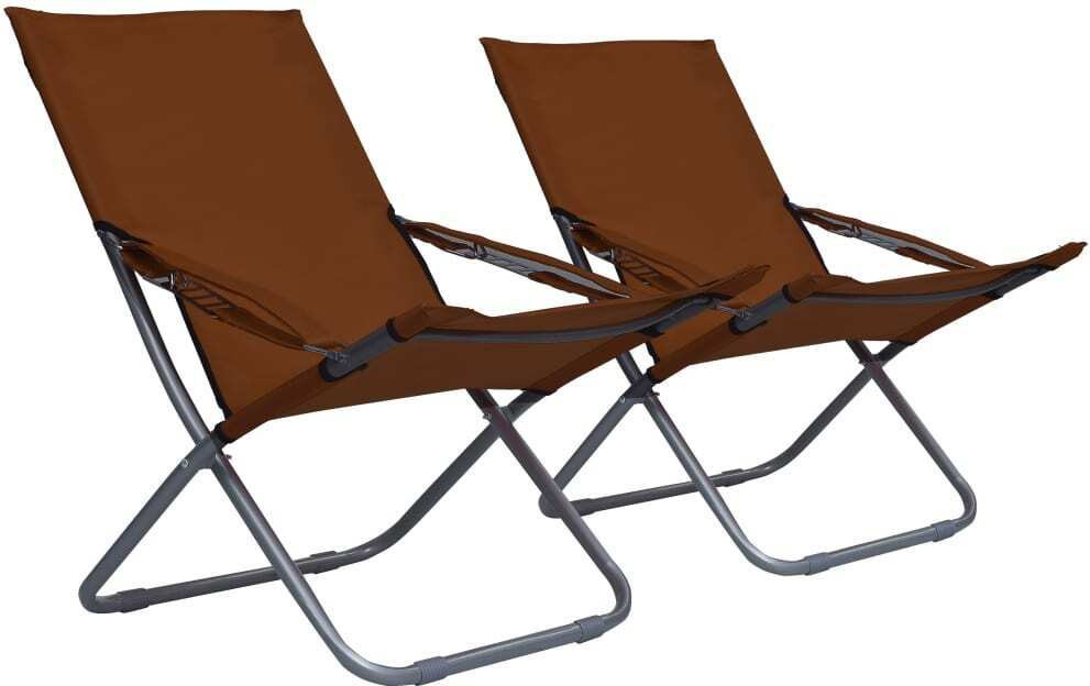 The Living Store Opklapbare strandstoelen, 2 stuks, bruin
