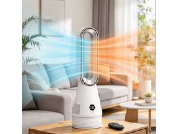 Ventilateur sans pales Chaud et Froid 2 en 1 8 Vitesses Minuterie Télécommande Silencieux Ventilateur tour pour Salon Chambre