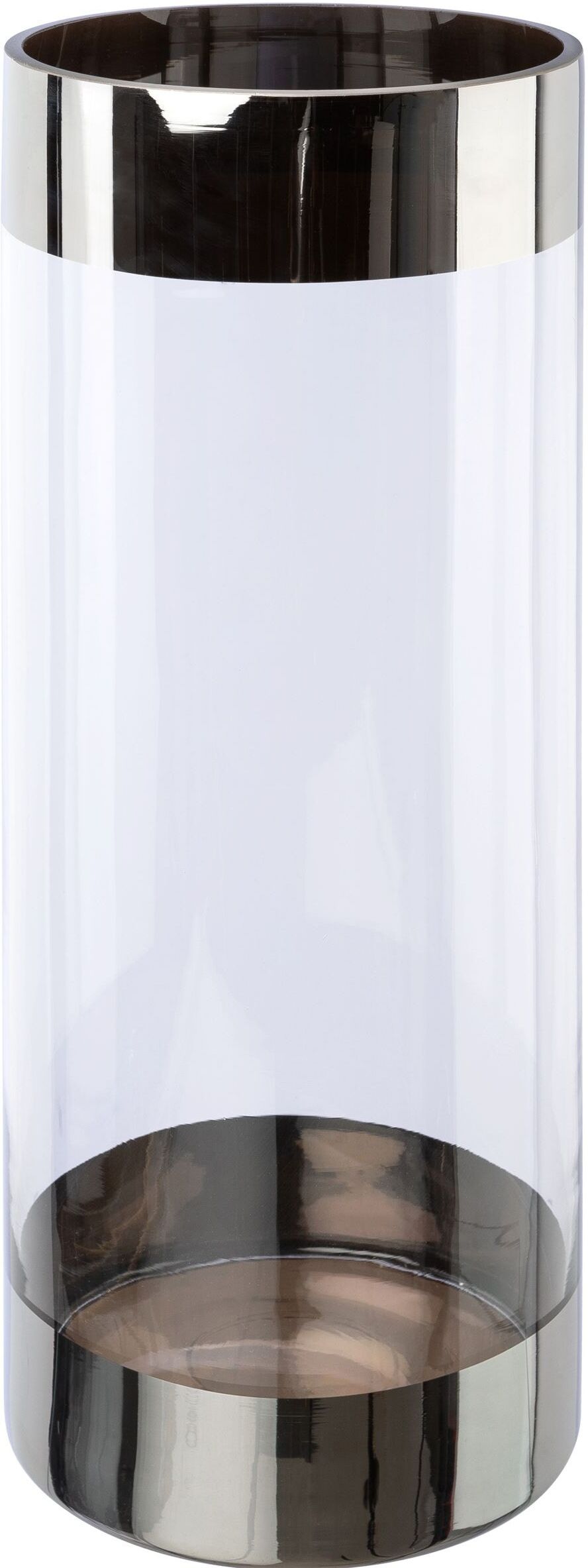 Bodenvase CREATIV DECO, transparent, H:40cm Ø:15cm, Glas, Vasen, Bodenvase, mit silberfarbenen Absetzungen transparent B/H/T: 40cm Ø 15cm