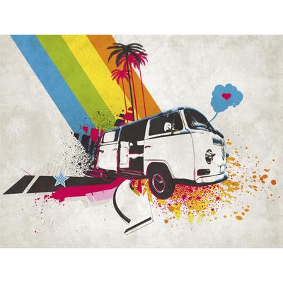 Kindertapete LIVING WALLS "The Wall", bunt (bunt grau), B:4m L:3m, Vinyl, Vlies, Tapeten, Fototapete Palmen Tapete Auto Tapeten Kinderzimmer Design Kinderzimmer