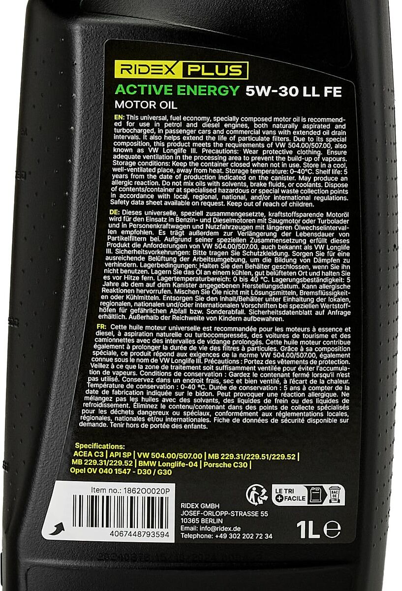 RIDEX PLUS 1862O0020P Engine oil