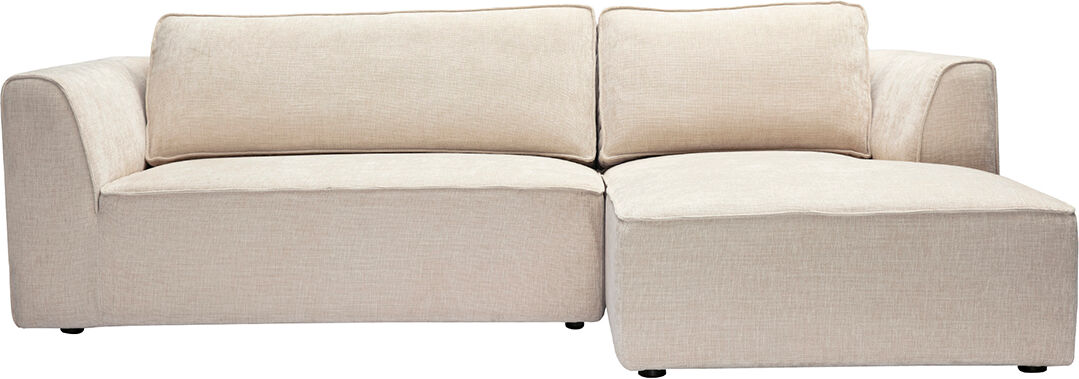 Miliboo Ecksofa rechts Design in texturiertem Samt-Effekt Stoff beige 3-Sitzer GRAMMY