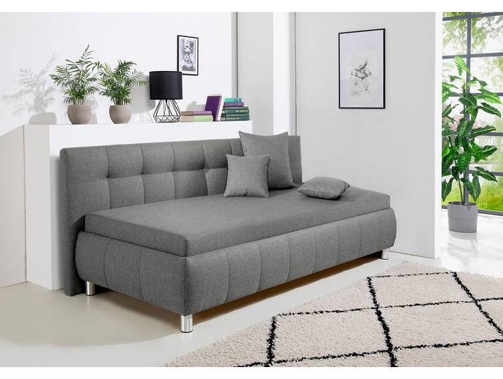 Polsterliege, 107x218 cm, Struktur, Grau, Mit Bettkasten, Modern, Maintal