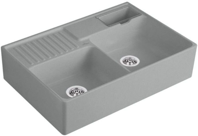 Villeroy und Boch Villeroy et Boch double bac 632391SL set de déchets, fonctionnement manuel, bac de repos, pierre