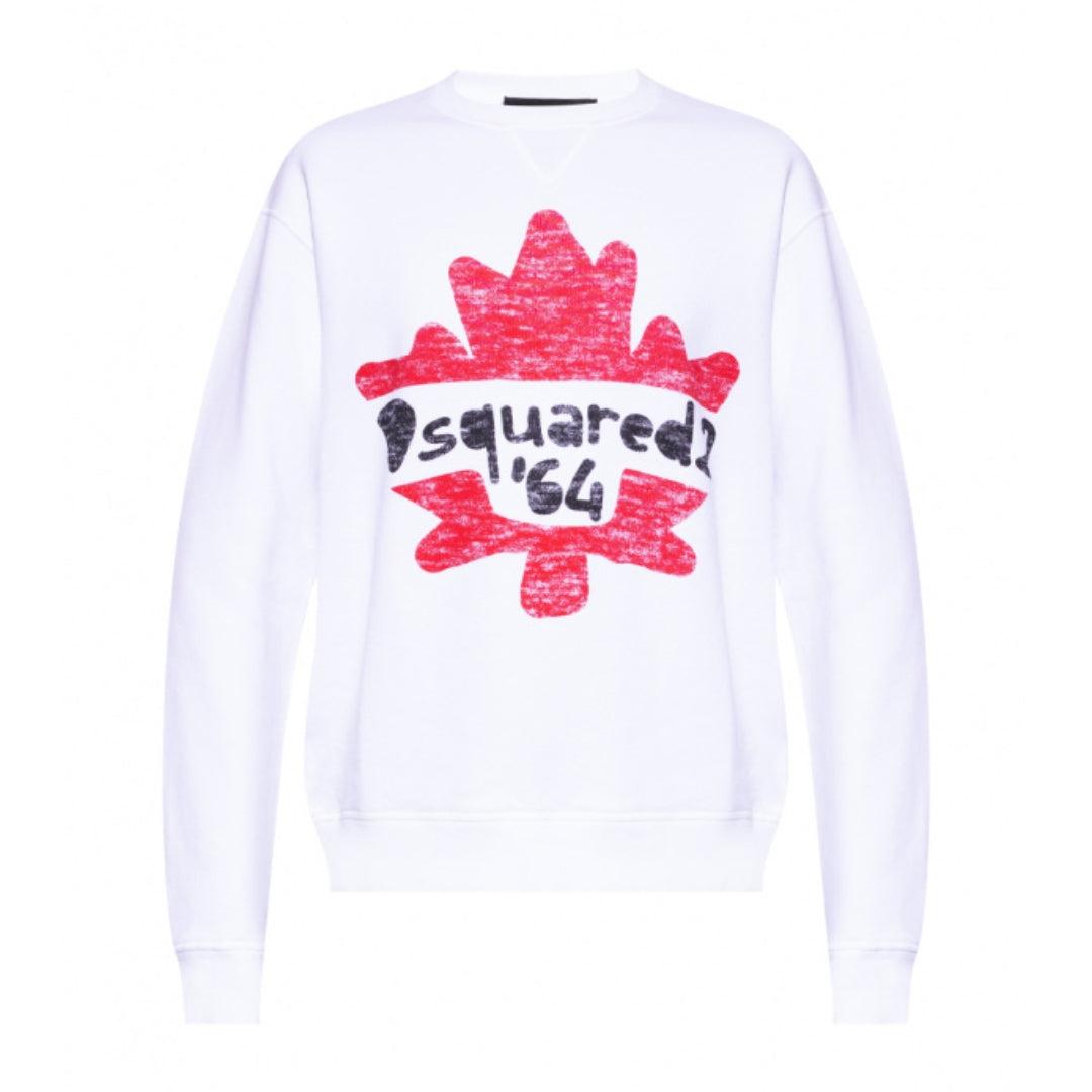 Dsquared2 Maple Leaf 64 Witte Sweatshirt