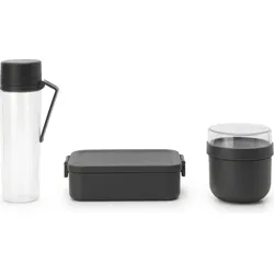 Make & Take Lunchbox-Behälter grau mit Flasche 3 El.