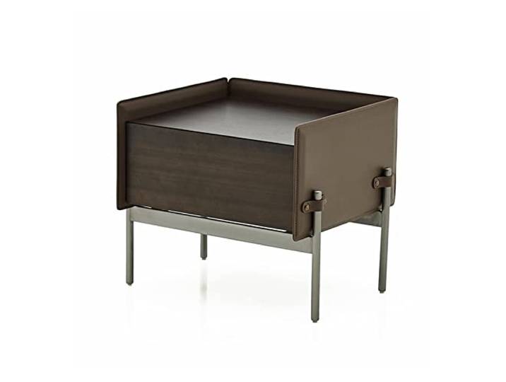 YCCHAH Bett mit Stauraum Nachttisch im nordischen Stil, moderner, minimalistischer Retro-Sattelleder-Schlafzimmer-Nachttisch mit Aufbewahrung Desktop