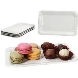 6x Pur Pappteller aus Porzellan 19,5x12,8cm weiß Servier-Teller Pralinen Nuggets