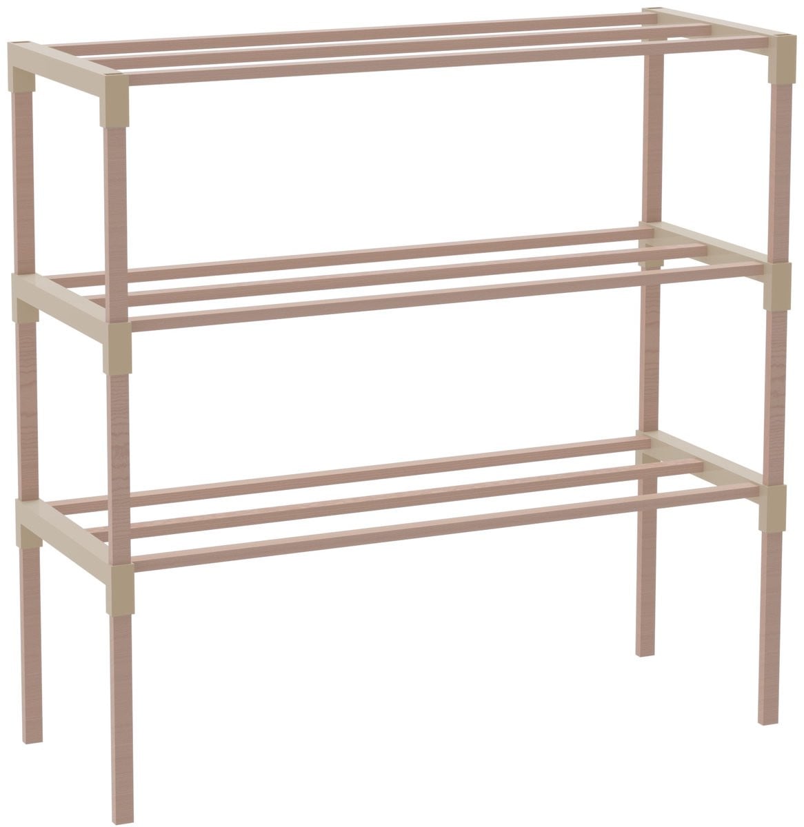 Fixwood Schoenenrek 3 Lagen Beige - Houten Schoenenkast voor 9+ Paar - H x B x D: 57 x 51 x 23 cm