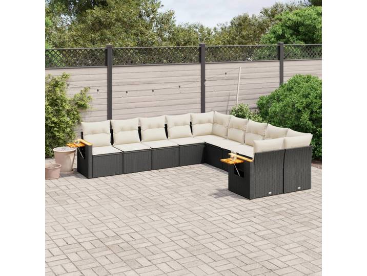vidaXL Patio Sofa Set 10-Sitzer Black and Cream
