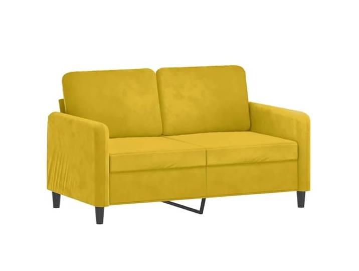 KTHLBRH Sofaset 2-teilig gelb Samt Schaumstoff, Metallrahmen, 4 Kissen, 2-Sitzer, 120 cm und 140 cm