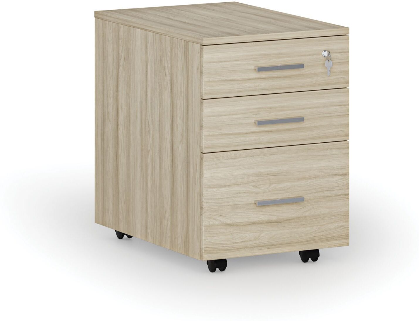 B2B Partner Büro-Rollcontainer für Hängeregister SEGMENT, 3 Schubladen, Eiche natur