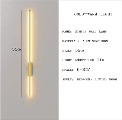 Inspire Curations Modern Black Gold LED Strip Wall Sconce gold Warm Light