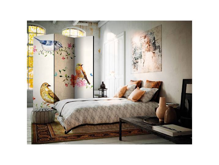 Paravent Bird Song Fleece Multicolor 135 x 172 x 3cm 3-teilig