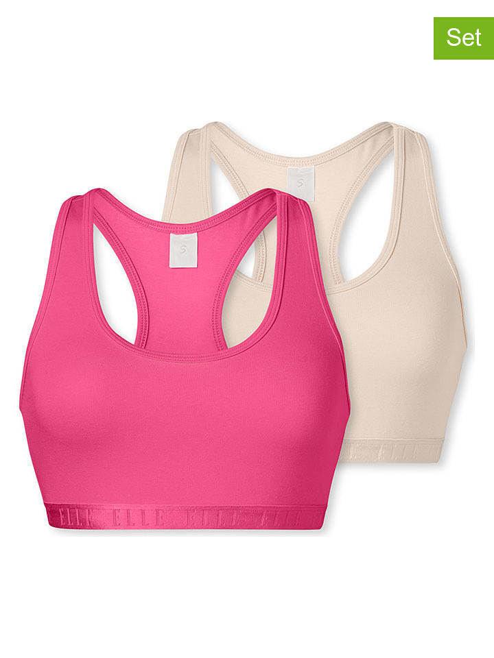 ELLE 2er-Set: Bustiers in Pink/ Sand - L