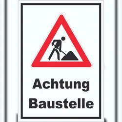 HB-Druck Achtung Baustelle Aufkleber Arbeitsstelle A0 (841x1189mm)
