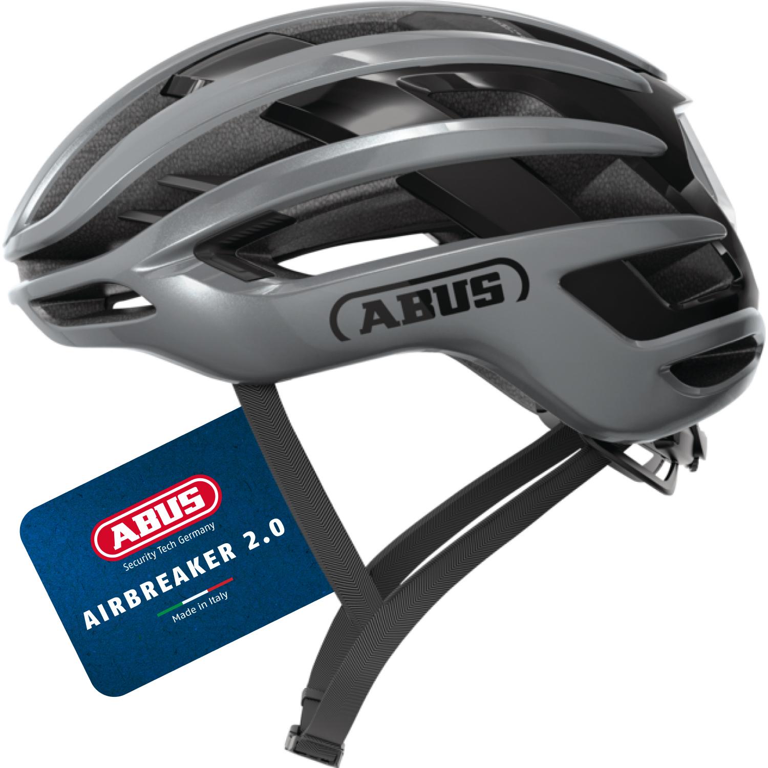 ABUS Rennradhelm AirBreaker 2.0 - leichter Fahrradhelm mit Fokus auf Belüftung, Aerodynamik, icherheit und Komfort für professionellen Radsport - für Frauen und Männer - ilber, Größe M (54-58 cm)