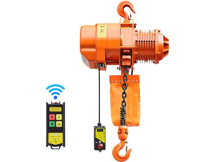 VEVOR Elektrische Kettingtakel 2000 Kg\, 6 M Hefhoogte\, Driefasige Brugkraan met 100 M Radiografische Afstandsbediening\, G100 Ketting En Noodstop\, Elektrische Kettingtakel voor Fabrieken\, Magazijnen En Garages.