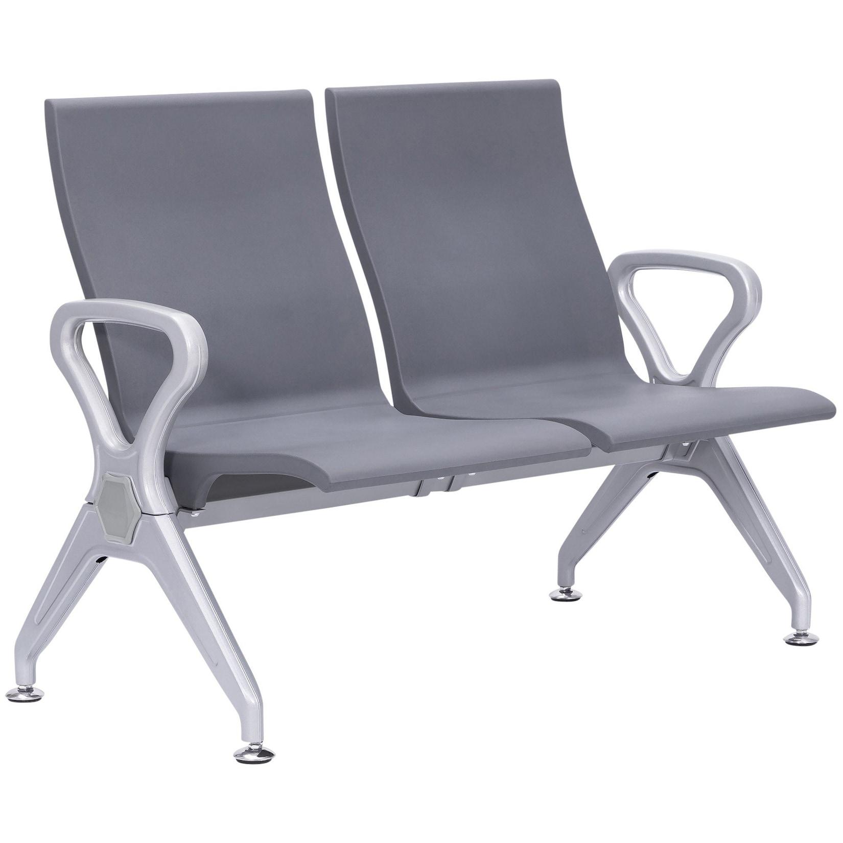 CLP Wartebank Airport-Stil Ermin, Sitzbank Flur mit Lehne, ergonomische Sitzschalen, Wartestühle mit robustem Alu-Gestell, bis 150 kg je Sitz