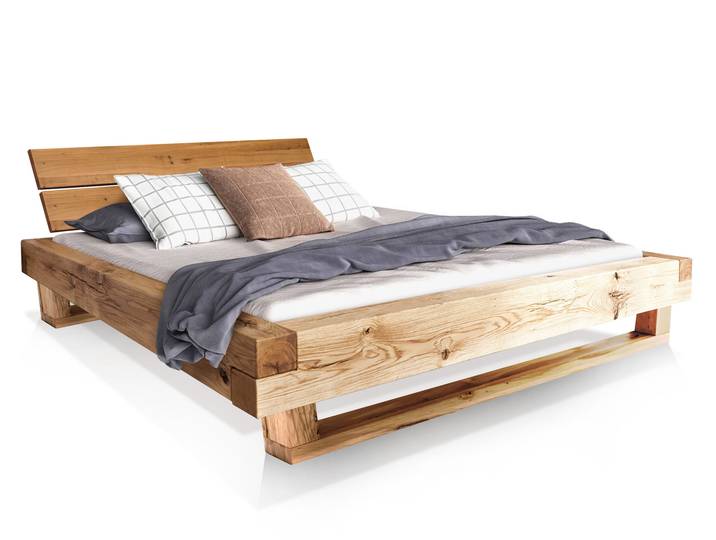 LIAS Balkenbett mit Kopfteil, Holz-Kufenfuß, Material